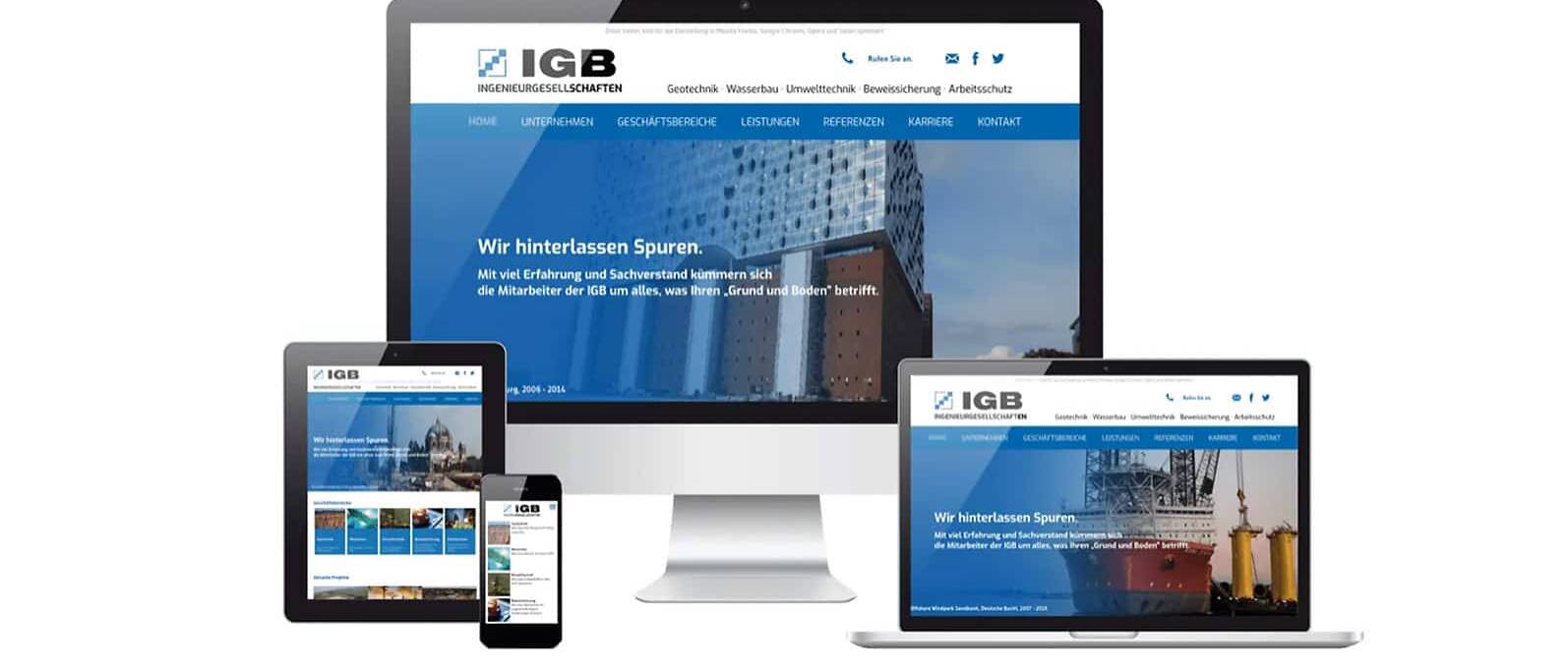 Responsive Webdesign Mockup der Website IGB