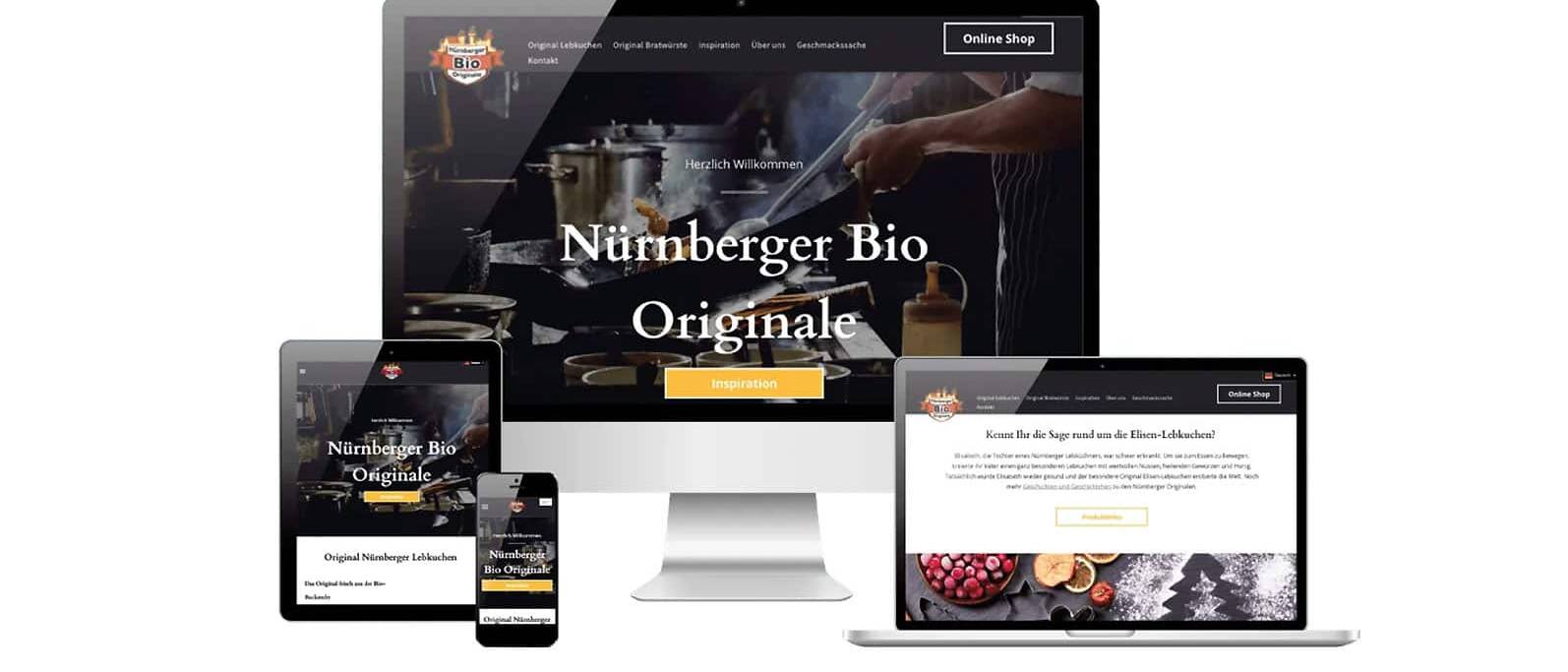 Responsive Webdesign Mockup der Website Nürnberger Bio Originale