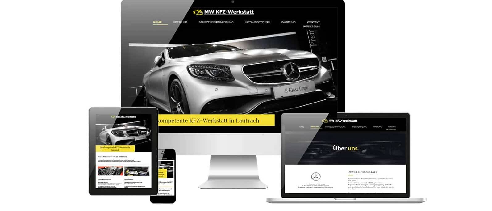 Responsive Webdesign Mockup der Website MW KFZ-Werkstatt