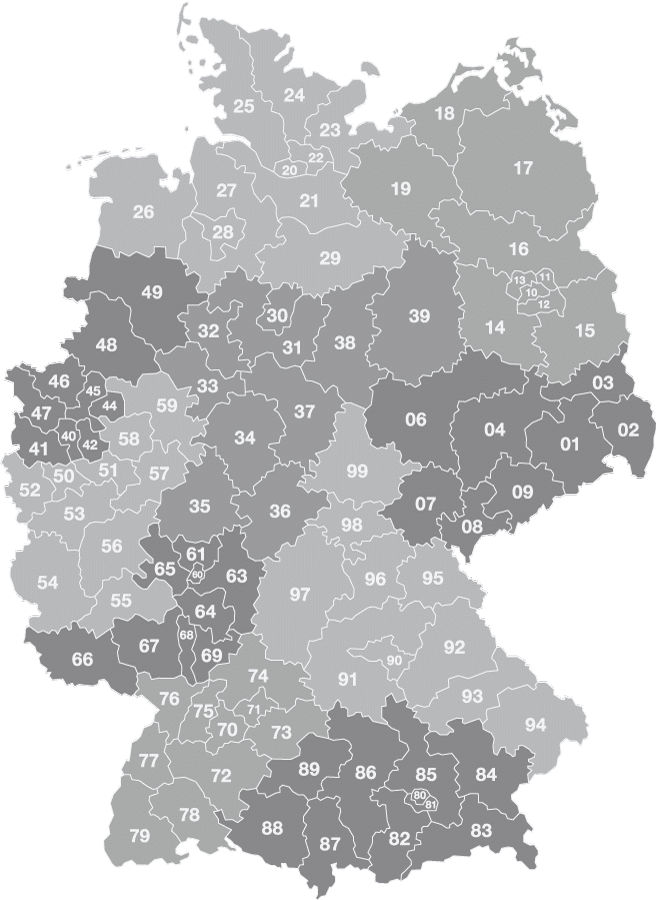 PLZ Karte von Deutschland